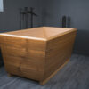 Hybrid Teak and Hinoki Ofuro Tub with Tub Filler and Sonoma Forge Remote Tub Drain & Overflow