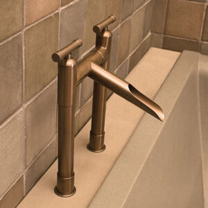 WaterBridge Deck Mount Tub Filler in copper finish