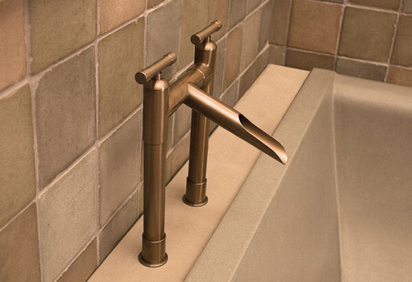 WaterBridge Deck Mount Tub Filler in copper finish