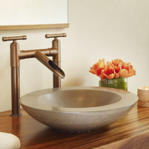 WaterBridge Deck Mount Sink Faucet with Rustic Copper Finish