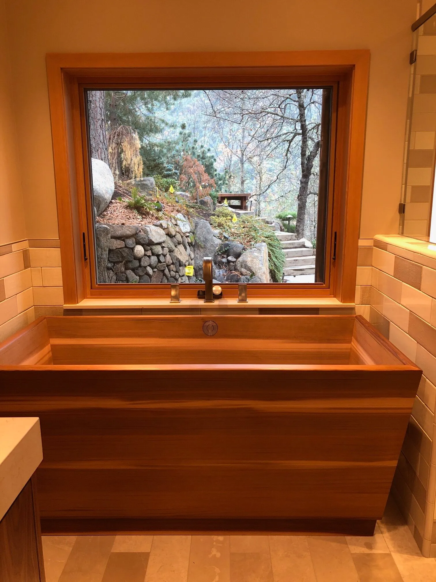 Zen Bathworks Red Cedar Kyoto Ofuro wood soaking tub Installed